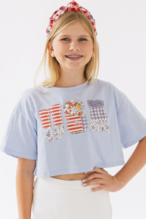 Girls USA Patchwork Applique Top by Peach Love California