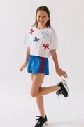 Girls Red, White and Blue Bow Detail Top by Peach Love and California