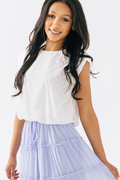 Bubble Hem Cotton Eyelet Sleeveless Top