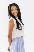 Bubble Hem Cotton Eyelet Sleeveless Top