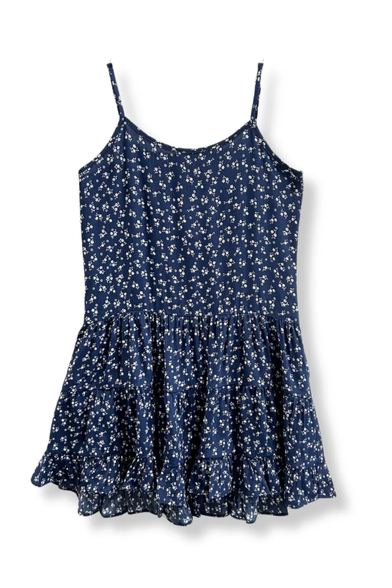 Katie J Girls Iris Dress in Evening Blue Floral