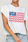 USA Bow Flag Graphic Crop Tee