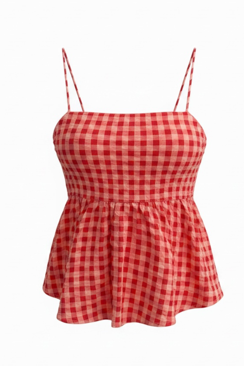 Red Gingham Flowy Top by Vintage Havana