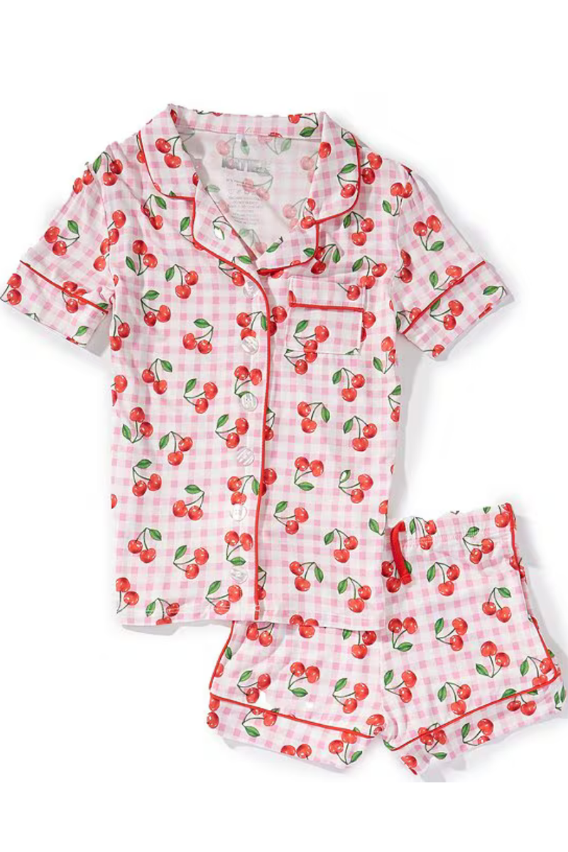 Katie J NYC Juniors Cherry Gingham PJ Set