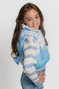 Girls Striped Crop Cable Knit Sweater by Peach Love California