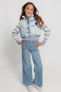 Girls Striped Crop Cable Knit Sweater by Peach Love California