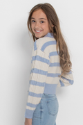 Girls Striped Crop Cable Knit Sweater by Peach Love California