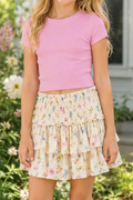 Katie J NYC Girls Bianca Skirt in Cream Tossed Floral