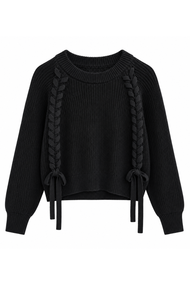 Charcoal Sweater with Braided Detail by Vintage Havana