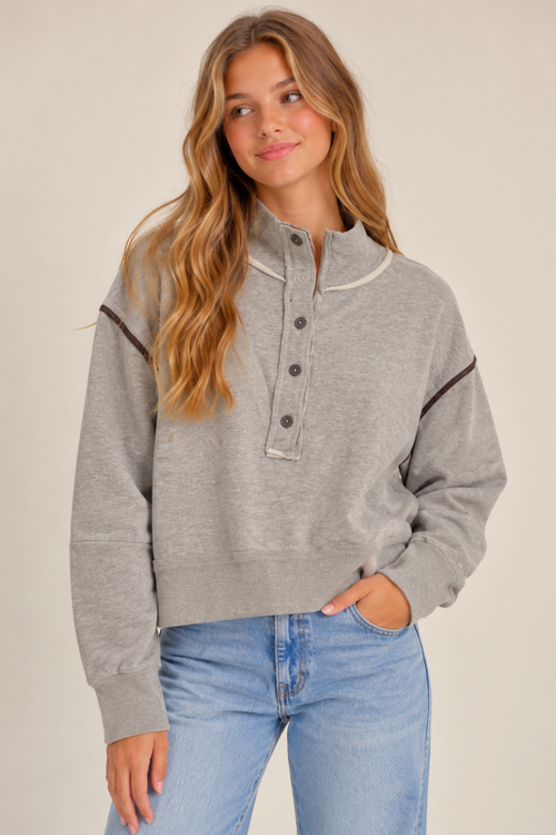 Heather Grey French Terry Henley by Vintage Havana