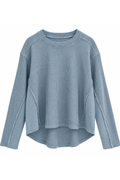 Thermal Waffle Pullover in Ice Blue by TENLY