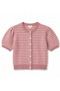 Puff Short Sleeve Stripe Cardigan