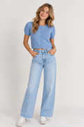 Button Down Pointelle Sweater Top