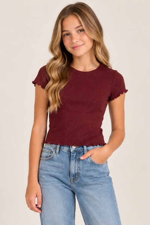 Katie J NYC Girls Marina Tee in Burgundy