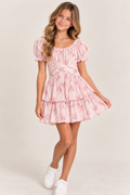 Katie J NYC Girls Delilah Dress in Rose Floral Stripe