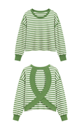 On The Move Stripe Thumb Hole Open Back Top