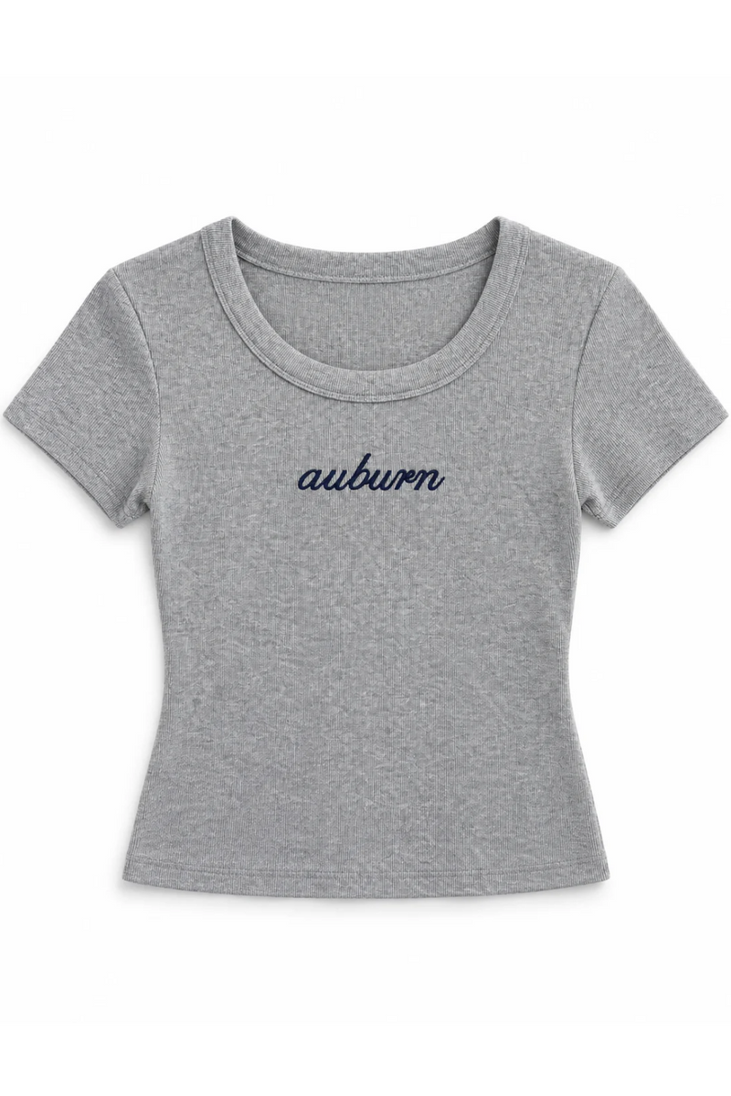 Auburn Embroidered Ribbed Tee