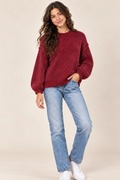 Maroon Mock Neck Oversized Sweater by Vintage Havana