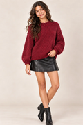 Maroon Mock Neck Oversized Sweater by Vintage Havana