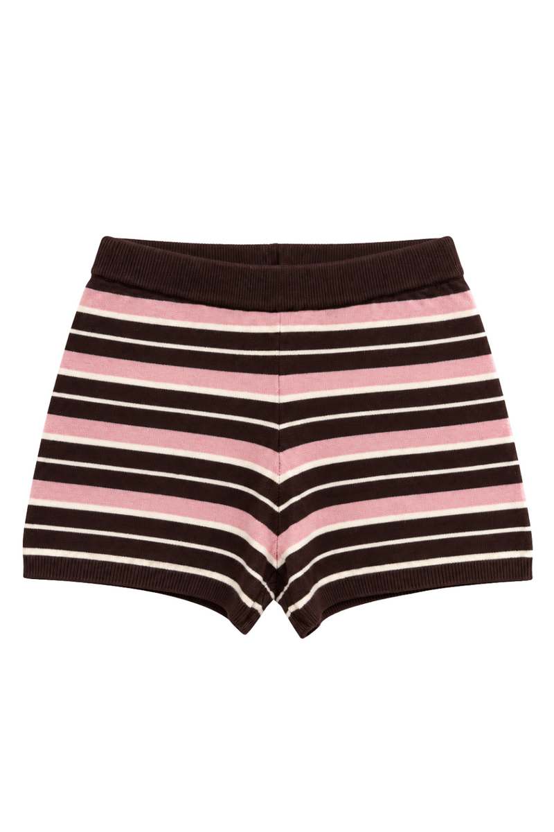 Stripe Ribbed Waist Knit Shorts