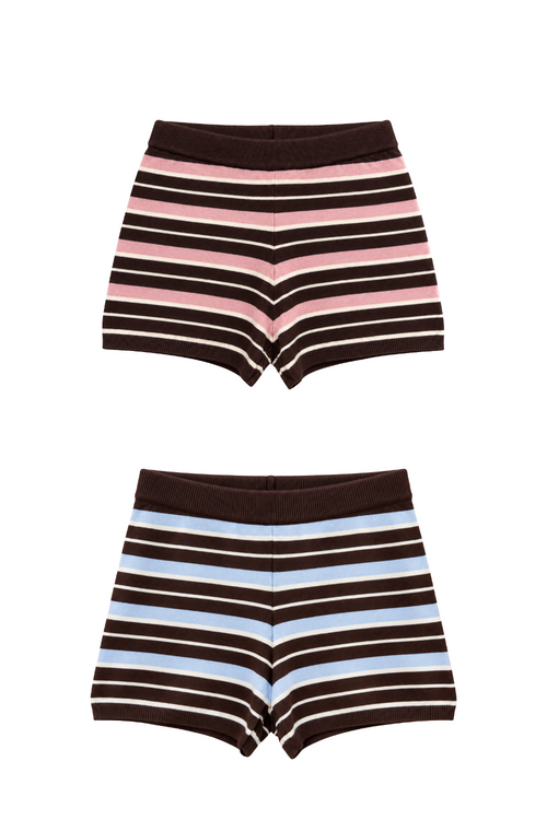 Stripe Ribbed Waist Knit Shorts