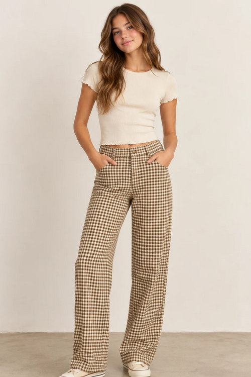 Gingham Barell Pants