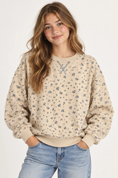 Ditsy Floral Boxy Crew Neck Sweatshirt