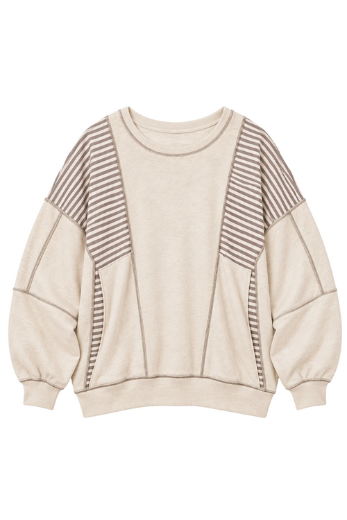 Carly Stripe Print Patchwork Sweatshirt