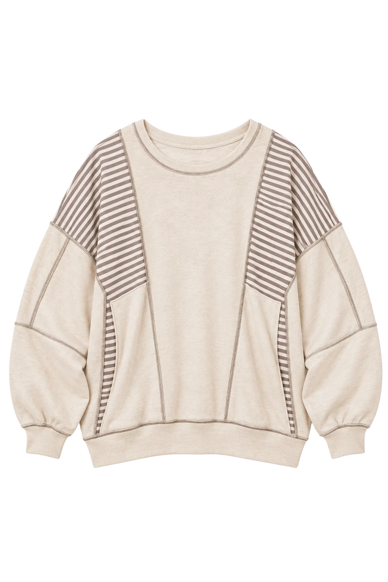 Carly Stripe Print Patchwork Sweatshirt