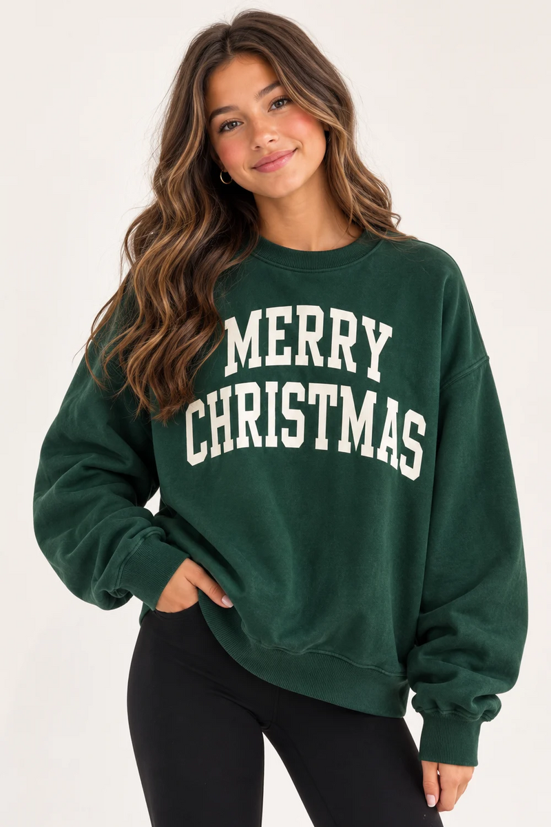 Merry Christmas Varsity Crewneck Sweatshirt