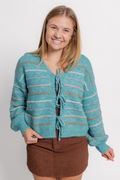 Multi Stripe Tie Cardigan