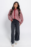 Striped Button Down Contrast Cardigan Top