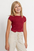 Rib Raglan Short Sleeve Top by TENLY