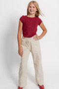 Rib Raglan Short Sleeve Top by TENLY
