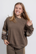 Rustic Brown Stripe Crew Neck Pullover by Vintage Havana