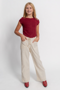 Rib Raglan Short Sleeve Top by TENLY