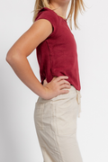 Rib Raglan Short Sleeve Top by TENLY