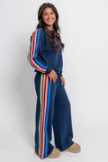 Galaxy Blue Wide Leg Pant with Stripes by Vintage Havana
