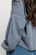 Notch Neck Boxy Long Sleeve Top
