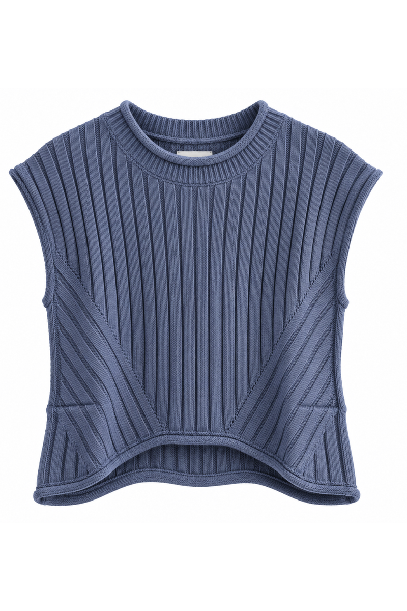 Ribbed Crew Neck Sweater Top