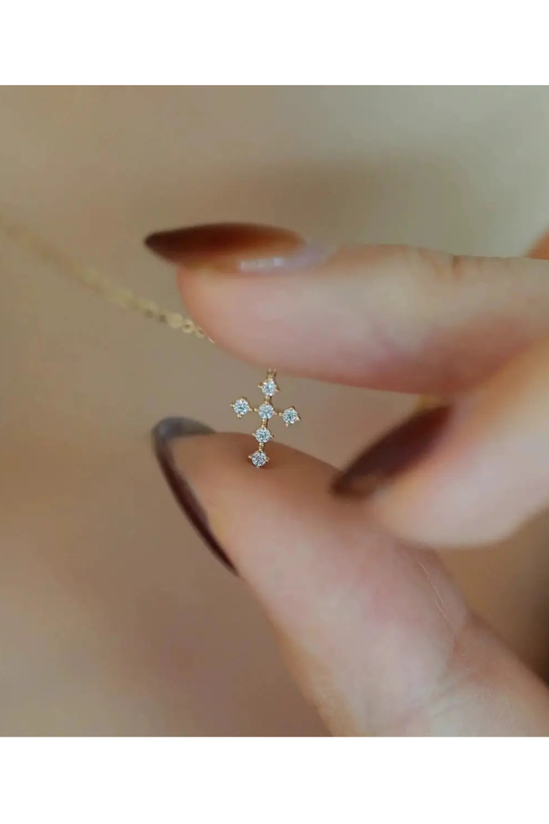 "Redeemed" 14k Gold Fill Sterling Silver Cubic Zirconia Cross Necklace