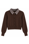 Contrast Collar Sweater Cardigan