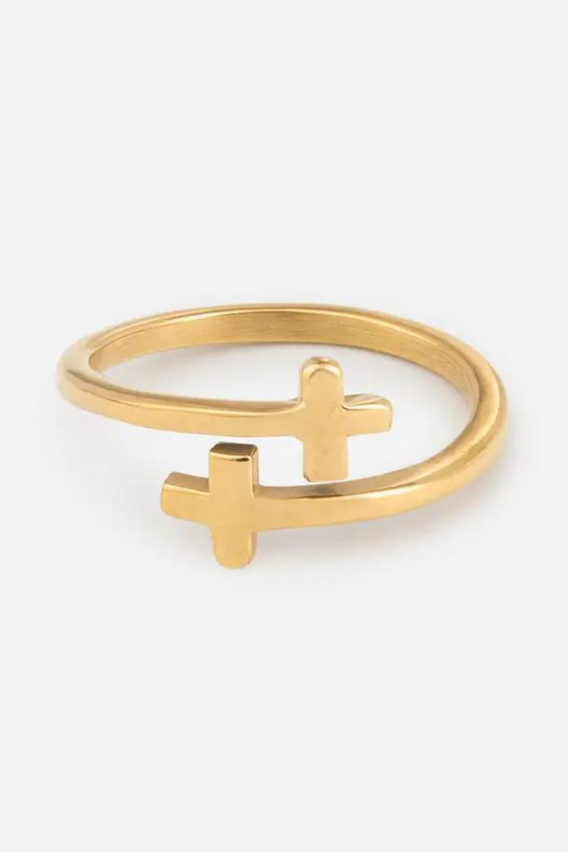 Gold Wrapped Cross Ring