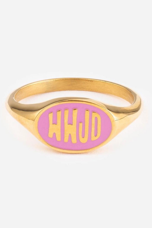 Pink Enamel WWJD Ring