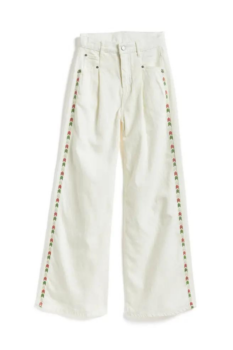 Tractr Girls Embroidered Side Pleated Pants