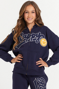 Happy Smile Patch Zip Up Hoodie by Vintage Havana