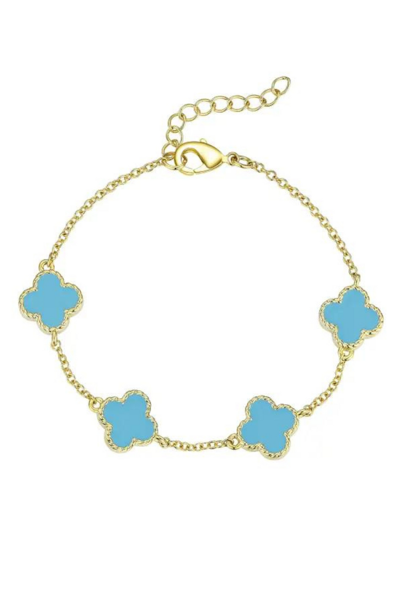 Turquoise Four Leaf Clover Bracelet by Lily Nily