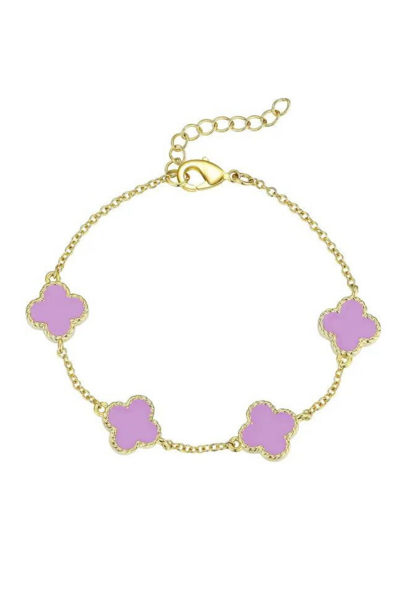 Purple Four Leaf Clover Bracelet by Lily Nily