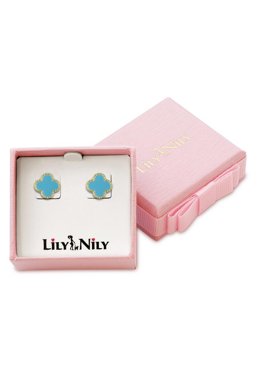 Turquoise Four Leaf Clover Stud Earrings by Lily Nily