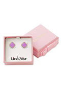 Purple Four Leaf Clover Stud Earrings by Lily Nily